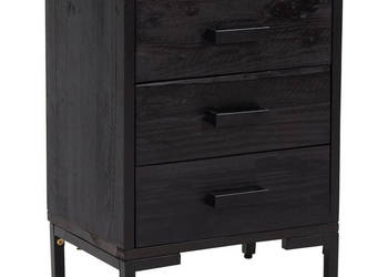 Szafka nocna czarna 40x30x55 cm drewno sosnowe z odzysku WM-349914