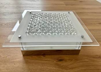 Plafon glamour kwadratowy krysztalki 36x36cm światlo białe neutralne.