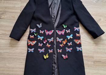 Cudny wiosenny długi żakiet marynarka z motylami 3D yoshe 36 38 unikat
