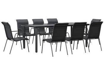 vidaXL 9-cz. zestaw mebli do ogrodu, czarny, stal i textilene(SKU:3200717)