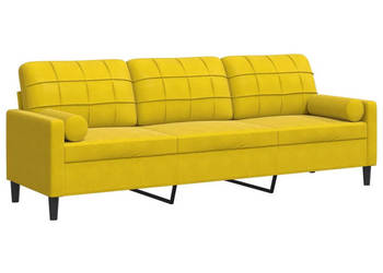3-osobowa sofa z poduszkami żółta 210 cm aksamit WM-3278245