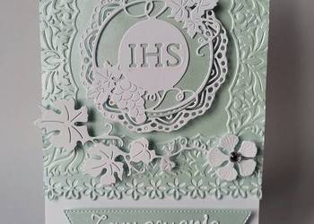 ZAPROSZENIA KOMUNIA CHŁOPIEC IHS Z WINOGRONEM W OKRĘGU – B6 – MORSKI – BIEL