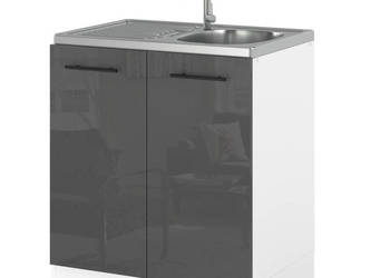 szafka kuchenna pod zlewozmywak dolna na nóżkach 60cm spremium szary połysk
