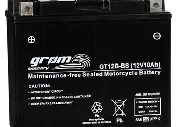 Akumulator 12V 10Ah 180A L+ motocyklowy GROM GT12B-BS YT12B-BS