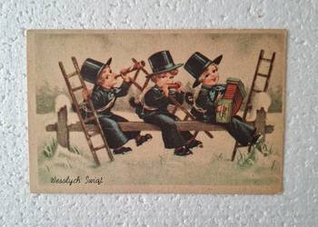 pocztówka świąteczna . Kominiarze