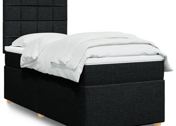Łóżko kontynentalne z materacem czarne tkanina 90x190 cm WM-3291137