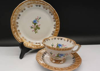 kolekcjonerskie trio śniadaniowe– Porzelan MM MK Ręcznie malowany lata 60.