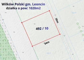 Działka budowlana 1020m2, Wilków Polski