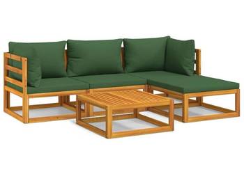 vidaXL 5-cz. ogrodowy zestaw wypoczynkowy, zielone poduszki(SKU:3155310)