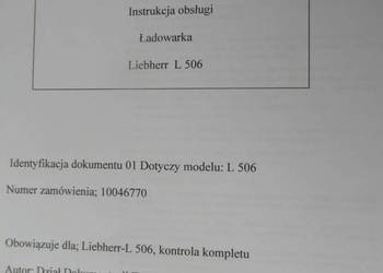 dtr instrukcja obsługi ładowarka liebherr l506 i inne