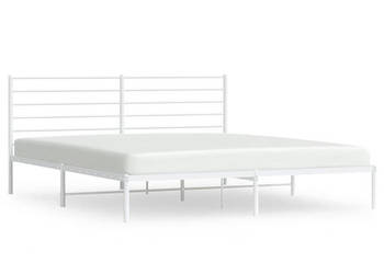 Łóżko Metalowe Białe Rama Łóżka Ze Stelażem Biała 200x200 cm WM-352375