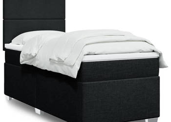 Łóżko kontynentalne z materacem czarne tkanina 80x200 cm WM-3290310