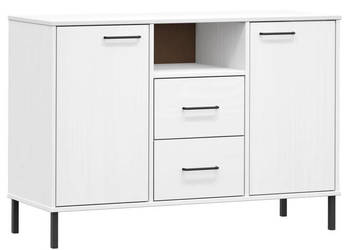 Komoda OSLO metalowe nóżki biała 113x40x77 cm lite drewno WM-351020