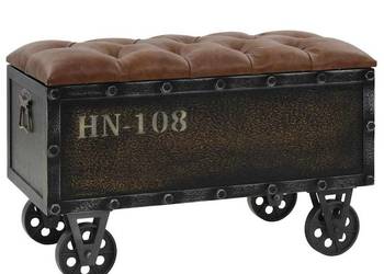 vidaXL Ławka ze schowkiem, lite drewno i sztuczna skóra(SKU:245768)