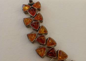 bransoleta ze srebra z bursztynami