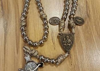 Różaniec linka Paracord stal nierdzewna, kolory 10mm,  wojowniczy. Rosary