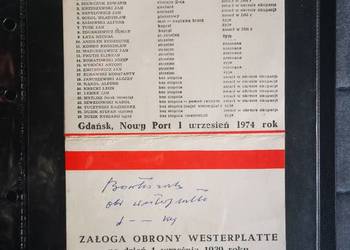 Folder Gdańsk Załoga Obrony Westerplatte Autografy 1974 Okazja Folder Gdańsk Załoga Obrony Westerplatte Autografy 1974 Okazja