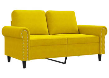 Sofa 2-osobowa żółta 120 cm tapicerowana aksamitem WM-359525