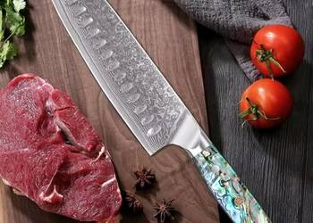 Japoński nóż szefa kuchni SANTOKU stal damsceńska idealny prezent