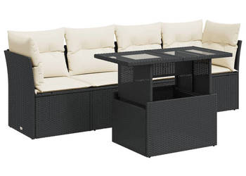 5-cz. zestaw wypoczynkowy do ogrodu poduszki czarny rattan PE WM-3326087