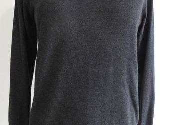 Sweter Wełniany Kaszmir Merino Wiskoza Szary Kolor Bluzka Dzianinowa L