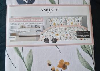 NOWA Pościel satynowa z mikrowłókna 220x200cm, Smukee, kwiaty, dwustronna