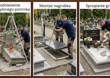 Wyrównanie pomnika przechylonego, zapadniętego,  cmentarz Bardzka, Wrocław