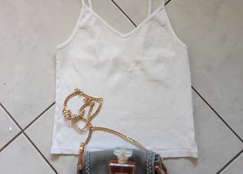 koszulka top body bluzka letnia na ramiączkach biała letnia  t-shirt must h