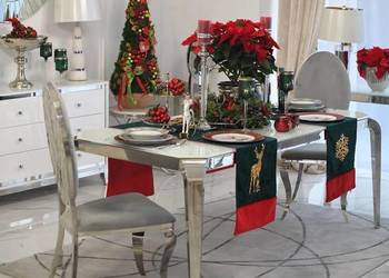 Stół ELITE Glamour Nowoczesny Srebrny – Designerski Szklany Blat do Jadalni