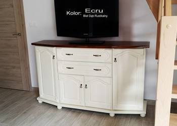 Komoda Waniliowym ecru Śliczna Klasyczny Dębowy Blat Bekas