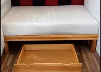 Łóżko 170x130 poszerzane z materacem i 2 szufladami