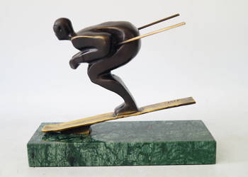Figura z brązu NARCIARZ rzeźba sportowiec narty dekoracja Figura z brązu NARCIARZ rzeźba sportowiec narty dekoracja