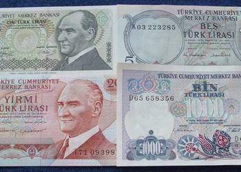 TURCJA STARA Kolekcjonerskie Banknoty Zestaw - 4 sztuki UNC