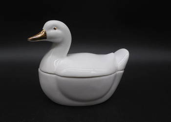 Porcelanowa Bombonierka Kaczka Vintage – Genuine Bone China – Złote Detale