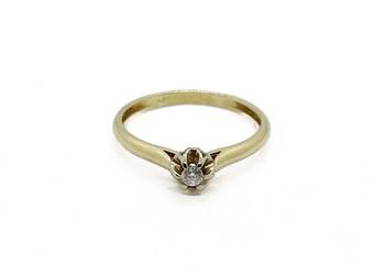 Złoty Pierścionek Próby 585 1,33g Rozmiar 14 Cyrkonia Ocechowany