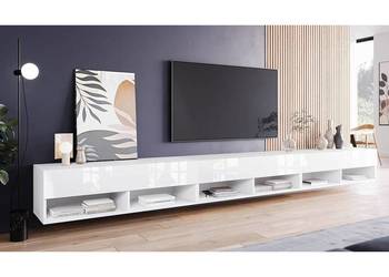 Szafka pod telewizor 300 cm z opcją LED / Biały połysk