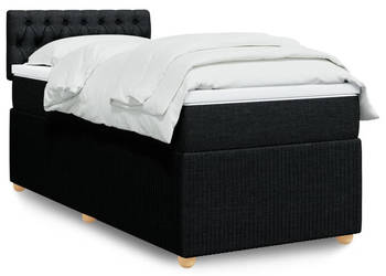 Łóżko kontynentalne z materacem czarne tkanina 90x200 cm WM-3287348