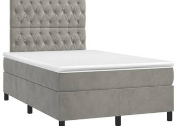 Łóżko kontynentalne z materacem i LED szare aksamit 120x200cm WM-3136293