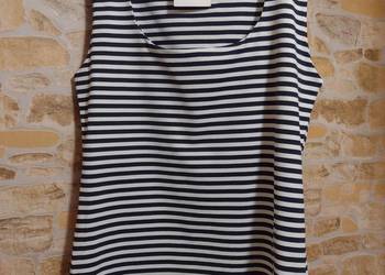(40/L) ZARA/ Biało- granatowa bluzka, koszulka z Madrytu
