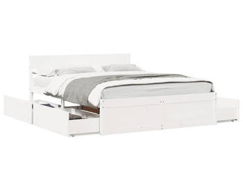 Rama łóżka bez materaca biała lite drewno sosnowe 150x200 cm WM-3282346
