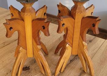 Drewniane ręcznie rzeźbione skandynawskie świeczniki Odyna Odinstake w form