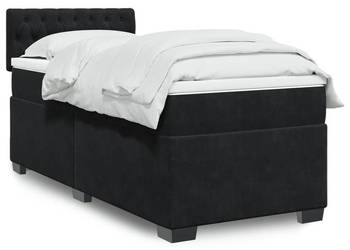Łóżko kontynentalne z materacem czarne aksamit 80x200 cm WM-3288470