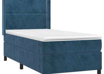 Łóżko kontynentalne materac i LED niebieski aksamit 90x190 cm WM-3139479