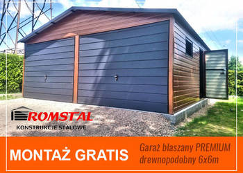 Garaż Blaszany Drewnopodobny 6x6m - Dwuspadowy - Romstal A17v10
