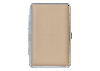 Papierośnica Skórzana SLIM na Cienkie Papierosy w Beżowo Piaskowym Kolorze