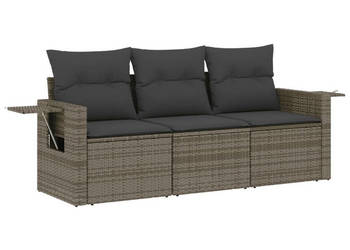 3-częściowa sofa do ogrodu z poduszkami szara polirattanowa WM-3252197