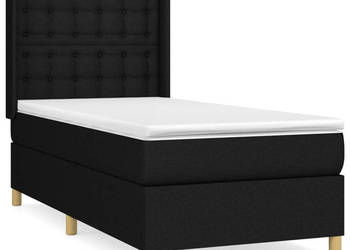 Łóżko kontynentalne z materacem czarne tkanina 80x200 cm WM-3132267