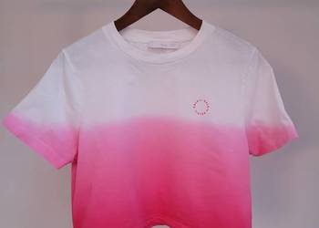 Biało różowy tshirst bluzka ombre bawełna