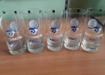 Wysokie szklanki 8 marca Dzień Kobiet 1985 PRLcena za 5szt.