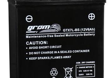Akumulator motocyklowy 12V 6Ah 120A GROM GTX7L-BS YTX7L-BS P+